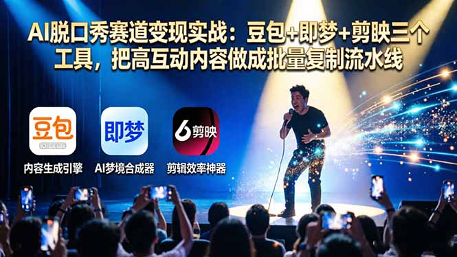 0成本启动AI脱口秀变现！用豆包、即梦、