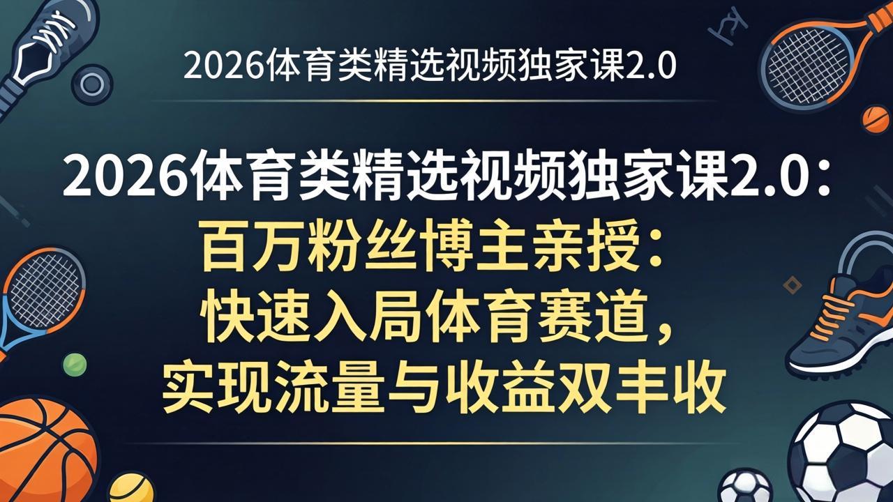 0成本启动！体育类视频引流3步法，新手也