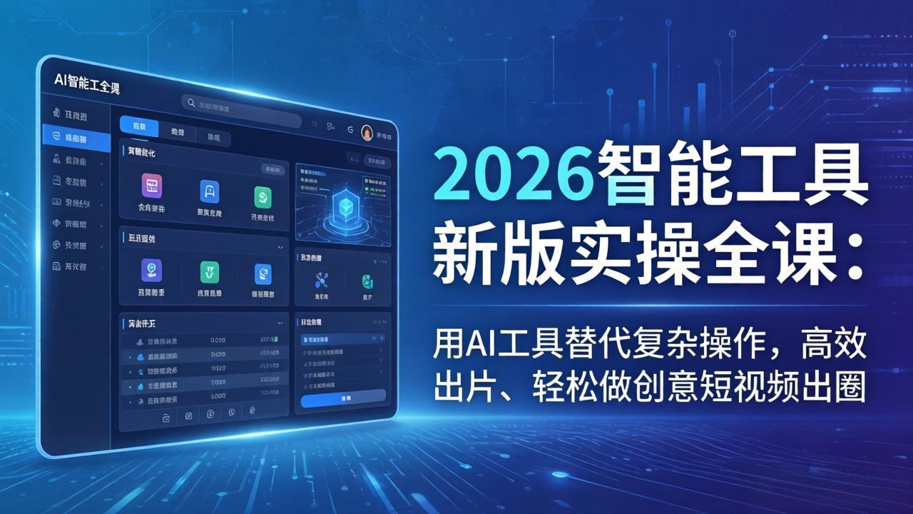 (图1) 闲鱼引流-2026新版<a href="https://www.zdlhp.com/aishipin/" title="AI视频" target="_blank">AI视频</a>工具实操课程封面图,展示智能换脸唱歌跳舞等创意功能界面