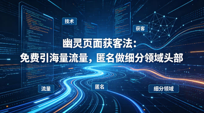 0成本3步搭建幽灵页面，精准引流99+垂直粉，新手也能上手！