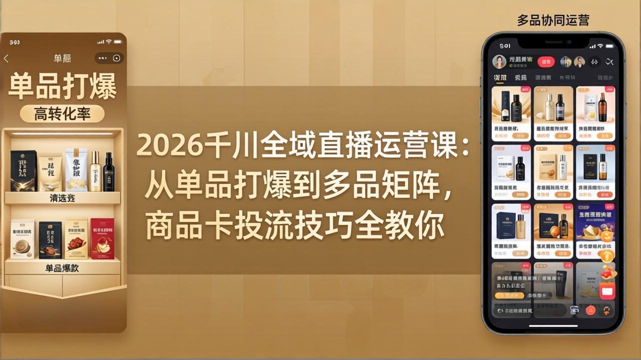 0成本掌握千川直播投流核心！3步搞定单品爆量与多品矩阵搭建，精准引流变现不踩坑