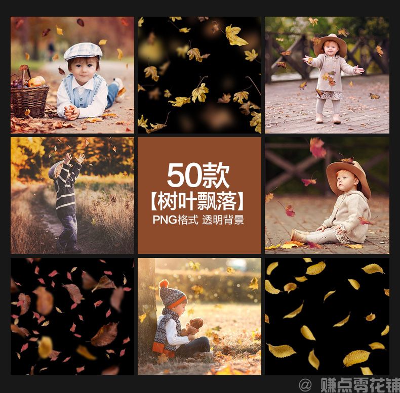 秋天树叶飘落秋季枫叶红叶黄叶子效果透明背景设计PNG图片素材(图1)