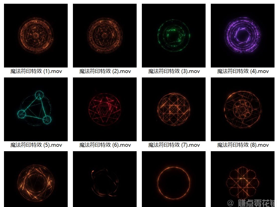 科幻上古魔法符印护盾战斗火花粒子印记护盾AE合成PR特效视频素材(图1)