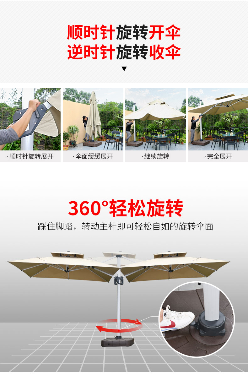 室外户外遮阳伞庭院伞花园太阳伞阳台露台大型罗马伞摆摊咖啡厅伞(图8)