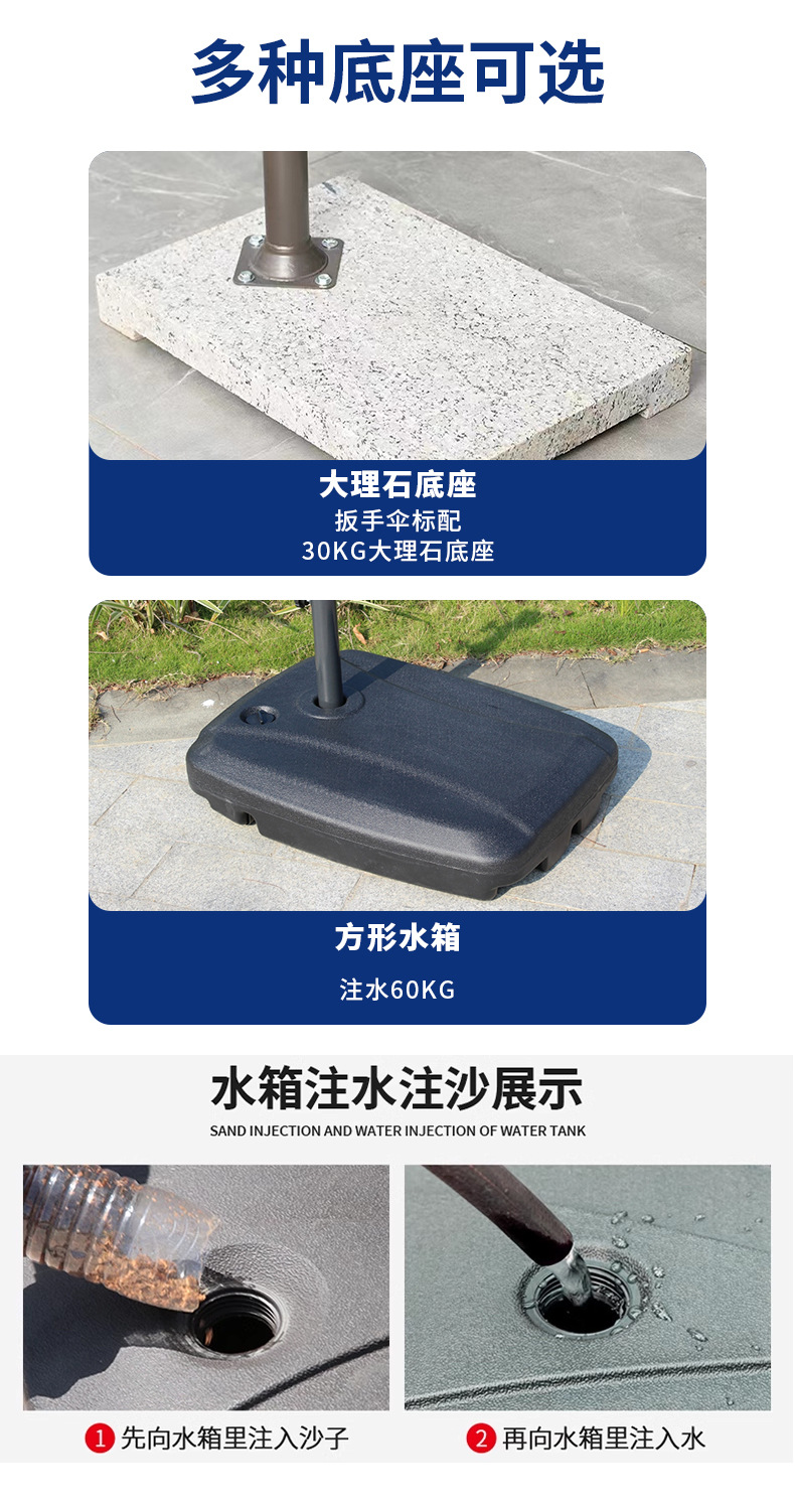 遮阳扳手伞阳台花园太阳伞庭院伞室外咖啡厅伞便携沙滩伞户外摆摊伞(图10)