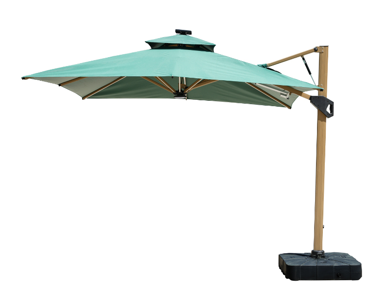 户外遮阳伞庭院带灯伞太阳能LED灯条室外别墅露台花园自动遥控开伞