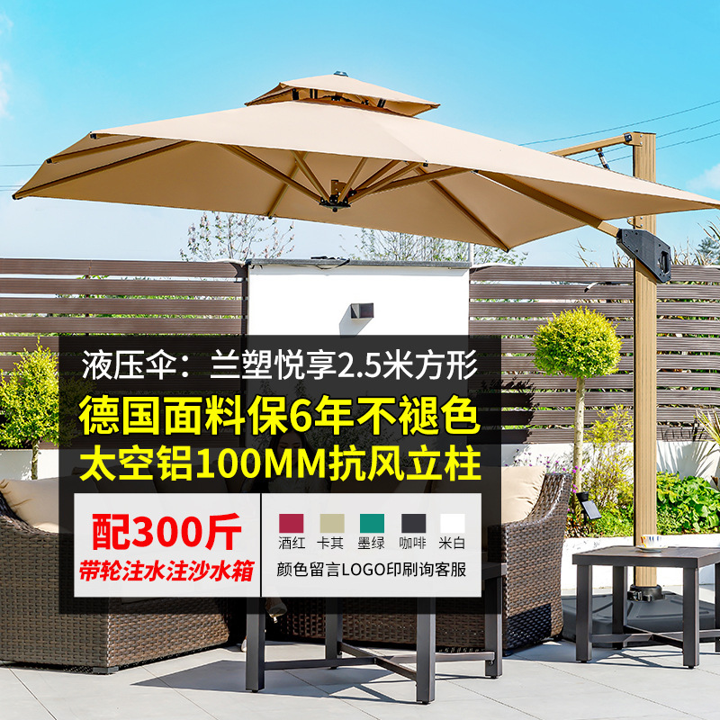 户外遮阳伞庭院带灯伞太阳能LED灯条室外别墅露台花园自动遥控开伞(图1)