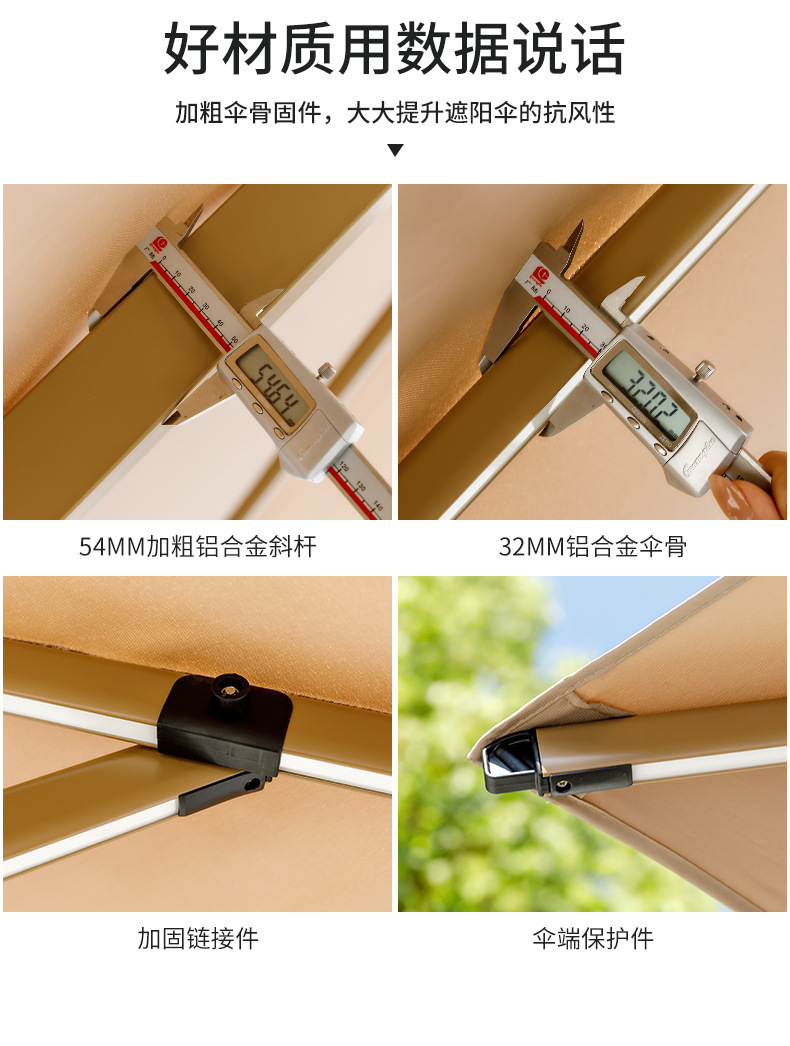 户外遮阳伞庭院带灯伞太阳能LED灯条室外别墅露台花园自动遥控开伞(图16)