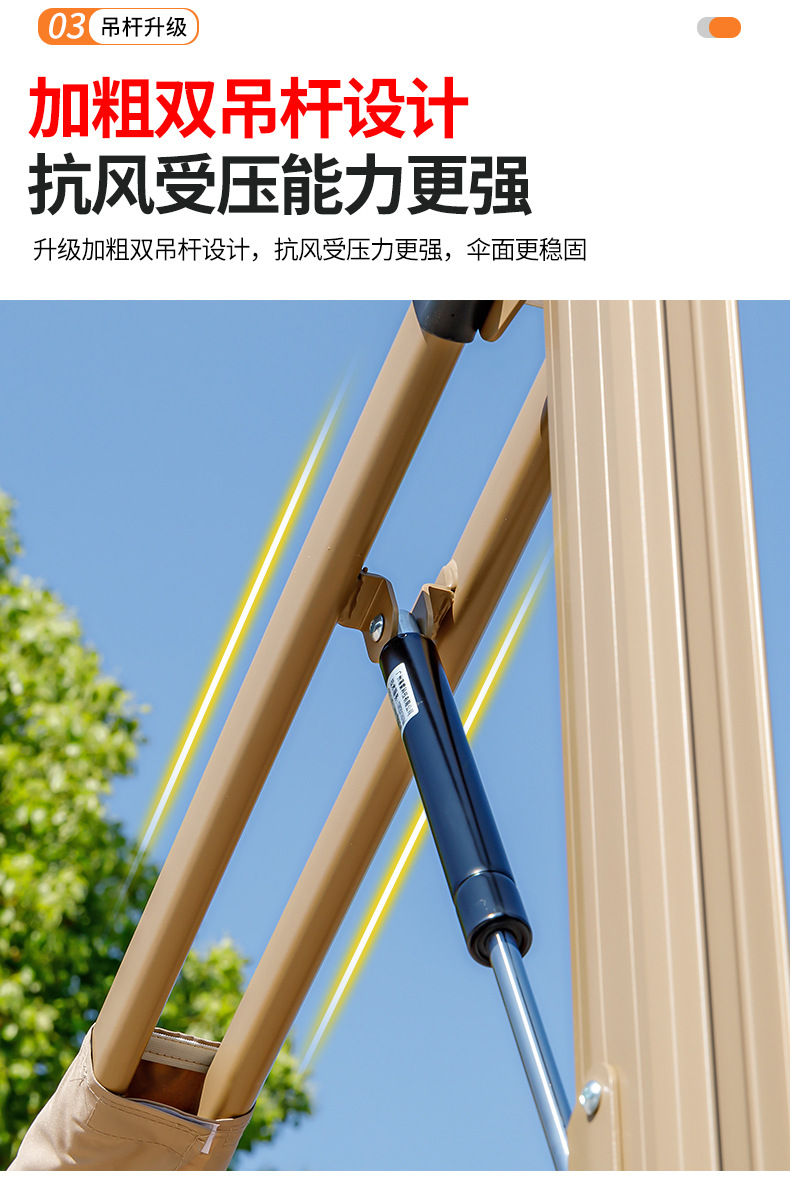 户外遮阳伞庭院带灯伞太阳能LED灯条室外别墅露台花园自动遥控开伞(图17)