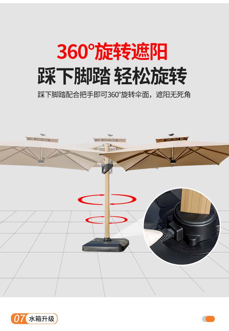 户外遮阳伞庭院带灯伞太阳能LED灯条室外别墅露台花园自动遥控开伞(图22)