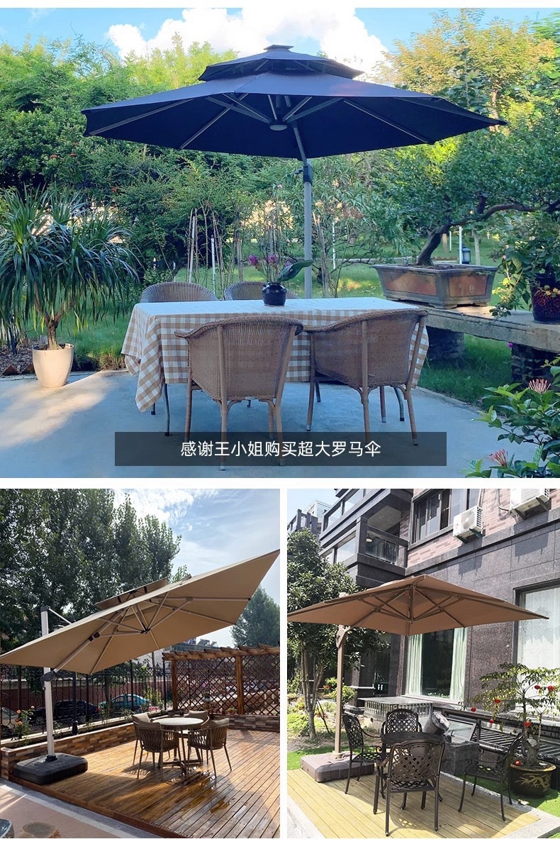 户外摆摊遮阳伞庭院伞商用太阳伞室外带灯伞别墅花园伞户外罗马伞(图9)