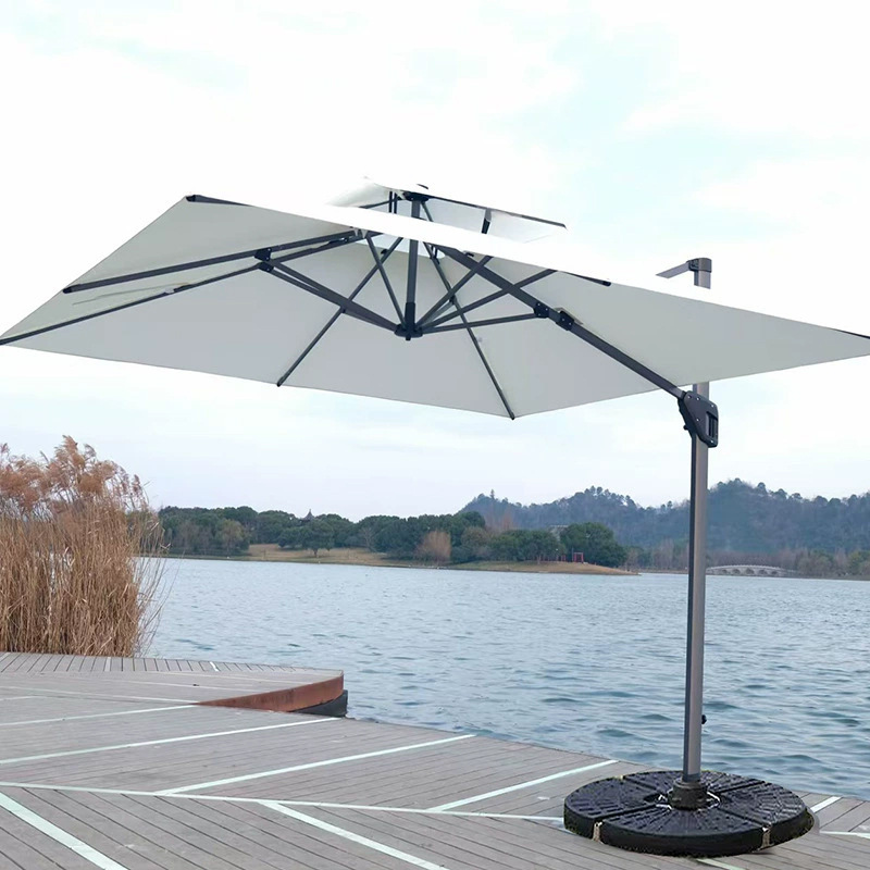 户外遮阳伞别墅庭院双杆抗风强露天大型伞商用室外带灯罗马伞