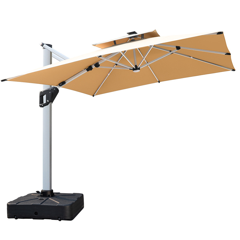 威尼斯双杆琥珀金【77铝柱铝把手】大别墅花园室外太阳伞