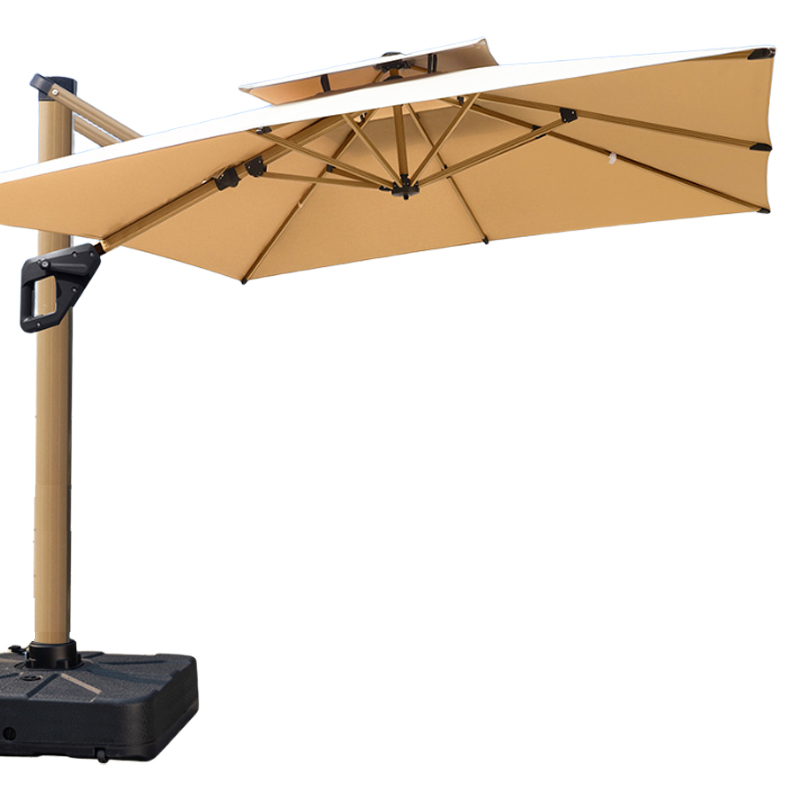 罗马伞庭院伞露台花园室外大型别墅伞威尼斯双杆琥珀金【77铝柱铝把手】