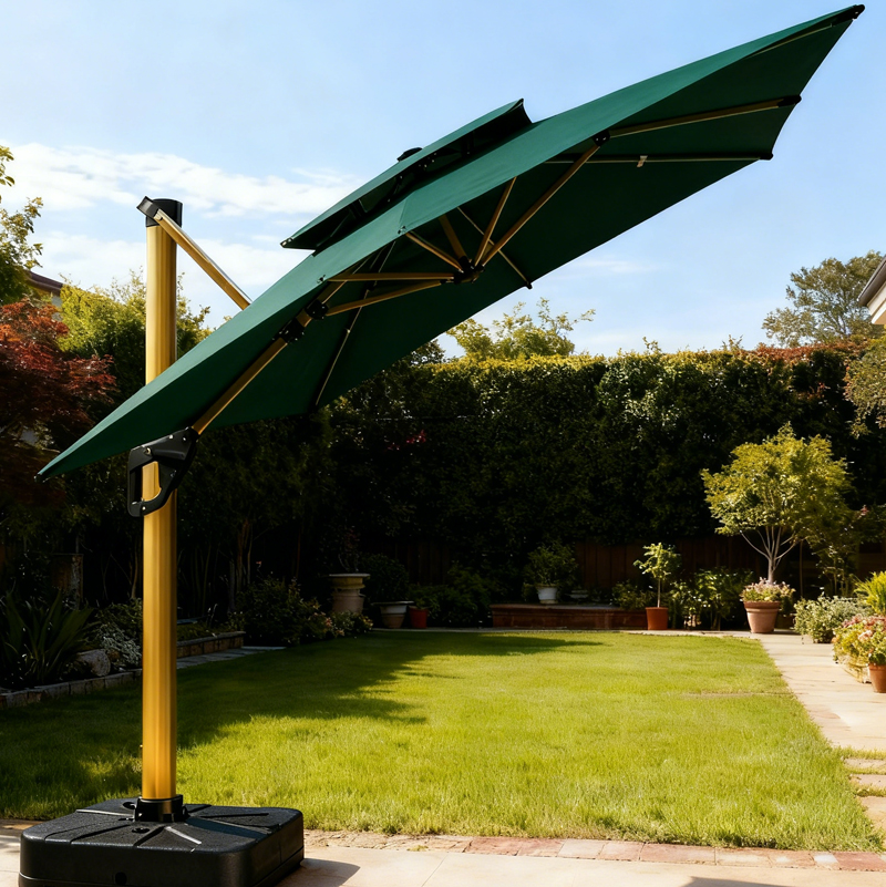 罗马伞庭院伞露台花园室外大型别墅伞威尼斯双杆琥珀金【77铝柱铝把手】(图4)