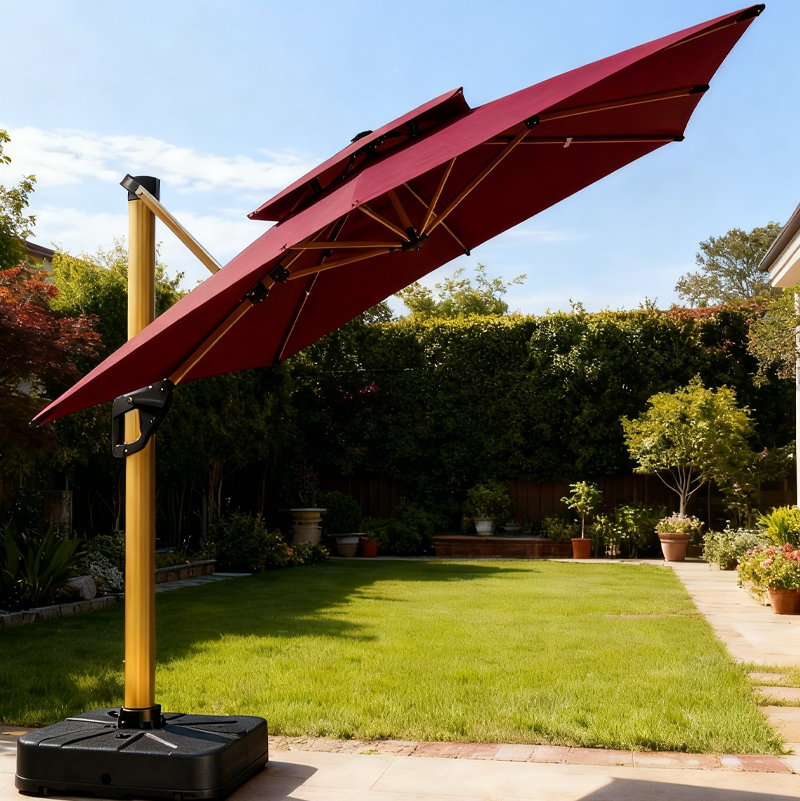 罗马伞庭院伞露台花园室外大型别墅伞威尼斯双杆琥珀金【77铝柱铝把手】(图3)