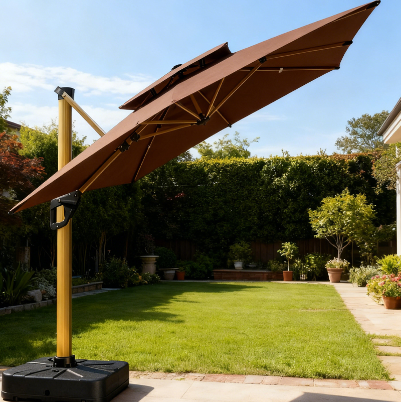 罗马伞庭院伞露台花园室外大型别墅伞威尼斯双杆琥珀金【77铝柱铝把手】(图2)