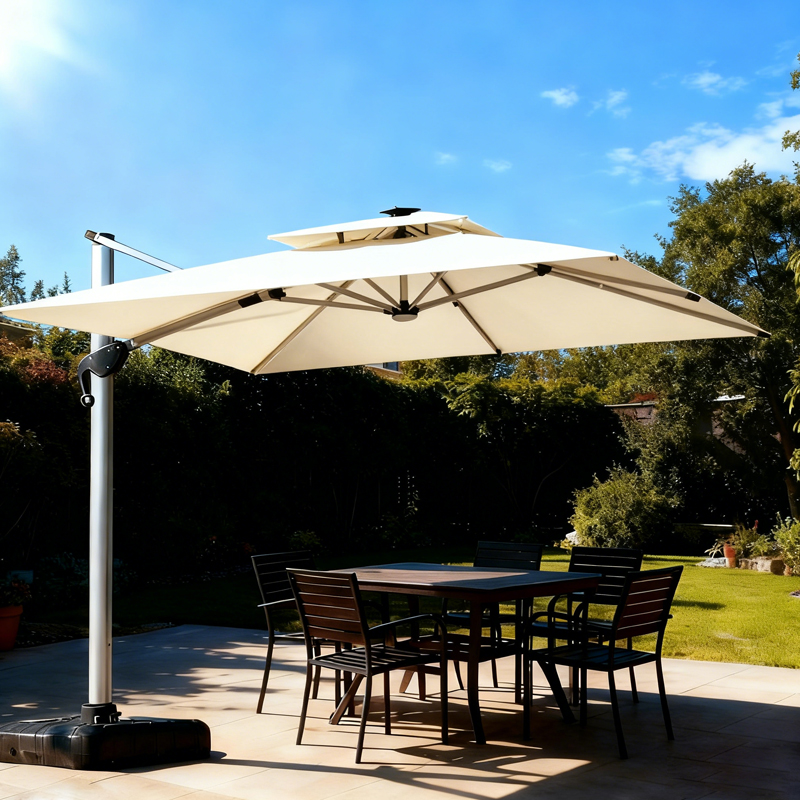 土耳其双杆皓月白【100铝柱】【260色织布】户外遮阳伞庭院伞露台伞沙滩伞