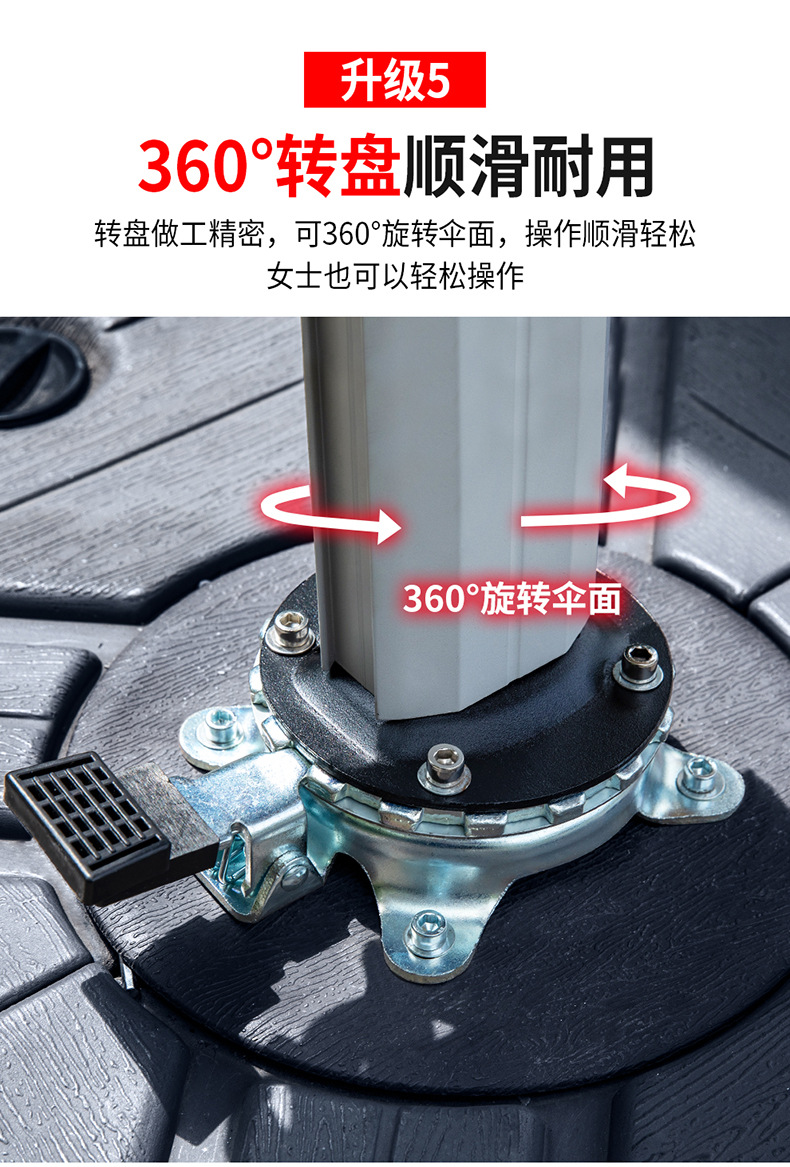 土耳其双杆琥珀金【100铝柱】【260色织布】露台伞沙滩伞大罗马伞方形(图8)