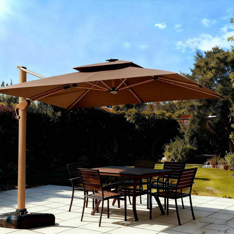 土耳其双杆琥珀金【100铝柱】【260色织布】露台伞沙滩伞大罗马伞方形