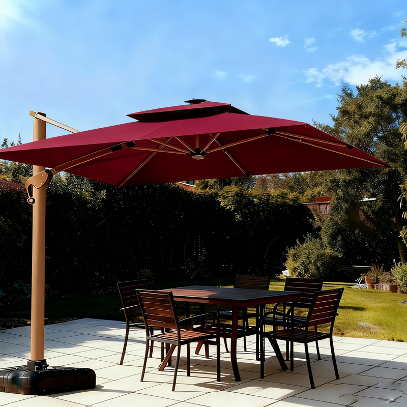 土耳其双杆琥珀金【100铝柱】【260色织布】露台伞沙滩伞大罗马伞方形