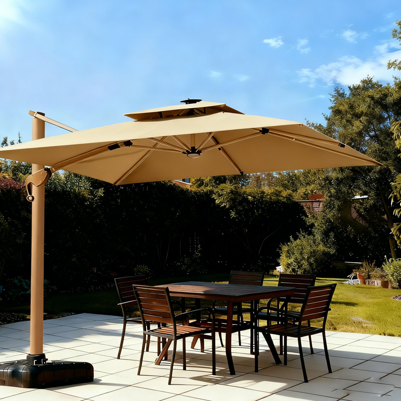 土耳其双杆琥珀金【100铝柱】【260色织布】露台伞沙滩伞大罗马伞方形