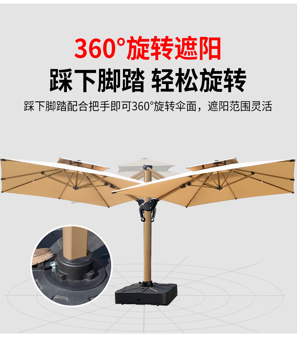 土耳其双杆琥珀金【100铝柱】【260色织布】露台伞沙滩伞大罗马伞方形(图8)