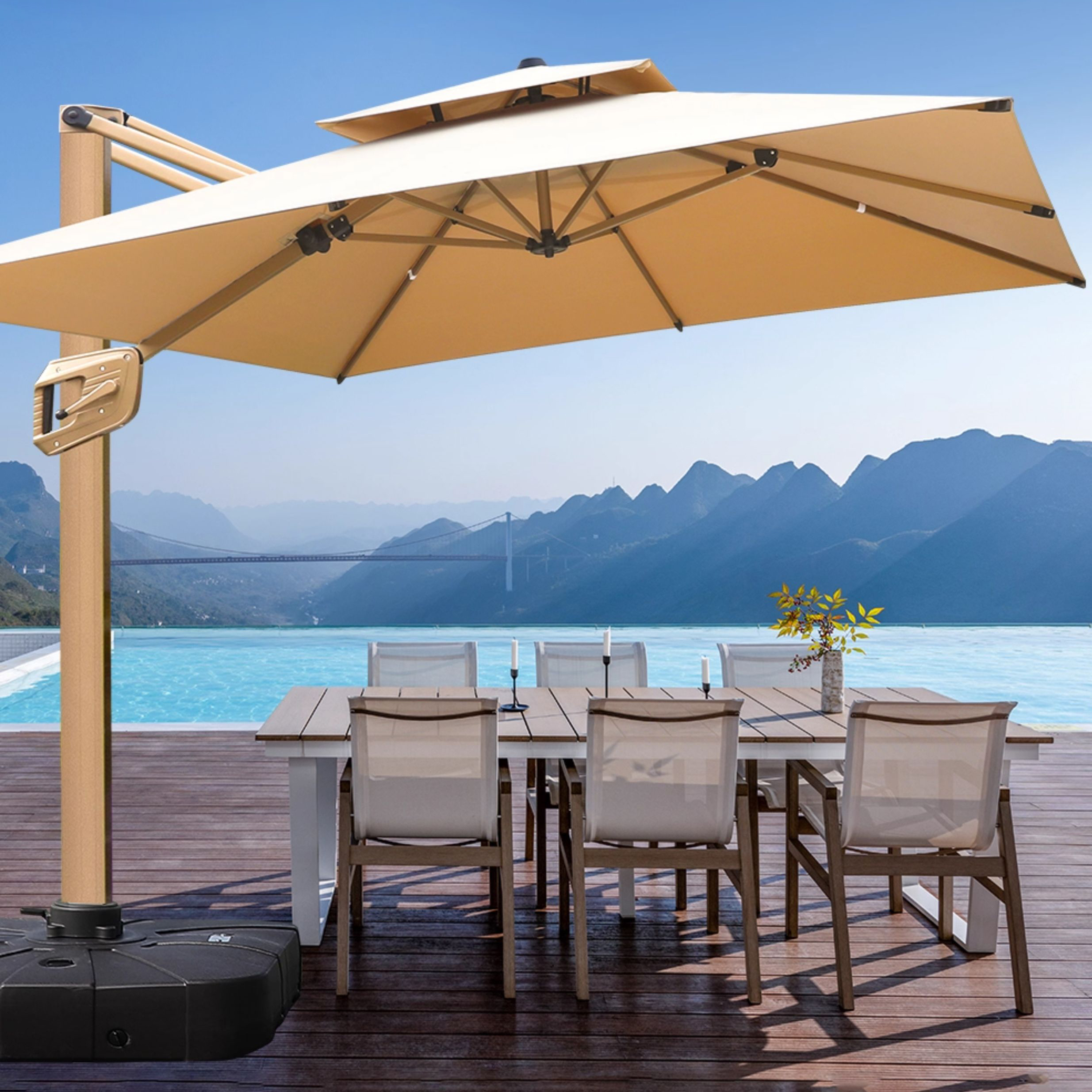 遮阳伞庭院伞别墅花园露台大太阳伞棚商铺摆摊室外罗马伞