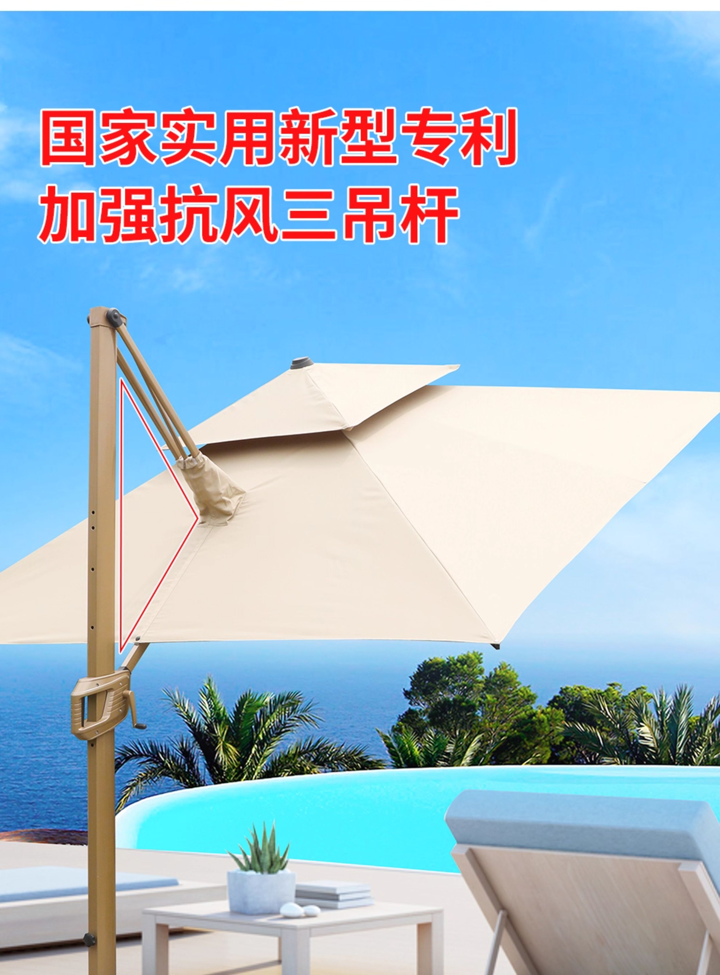 遮阳伞庭院伞别墅花园露台大太阳伞棚商铺摆摊室外罗马伞(图1)