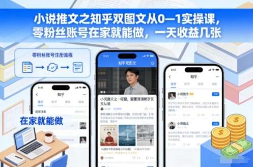 (图1) 闲鱼引流-知乎双图文小说推文实操教学,零粉丝起号日赚上百