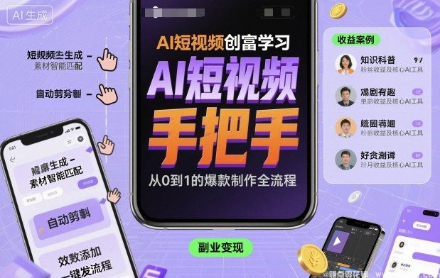 闲鱼引流-AI短视频创富课程实操界面展示，高效生成爆款内容