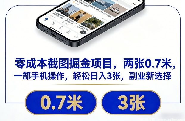 闲鱼引流-零成本截图掘金项目，两张0.7米，一部手机操作，轻松日入3张，<a href="https://www.zdlhp.com" class="seo-link">副业</a>新选择【揭秘】