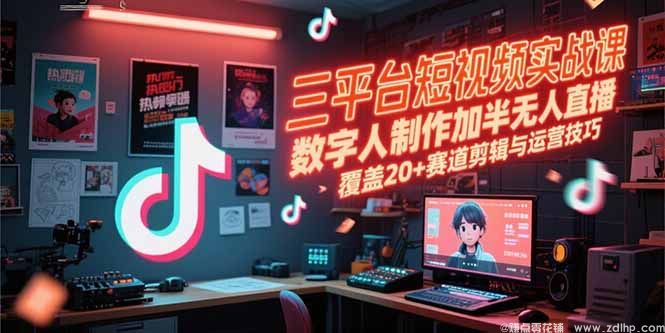 闲鱼引流-短视频实战课程封面图：抖音快手视频号全平台AI数字人剪辑培训课程