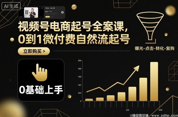 (图1) 闲鱼引流-视频号电商起号全案课封面图:展示微付费策略与自然流协同增长效果