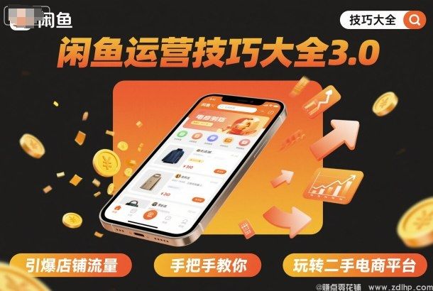 闲鱼引流-闲鱼运营实战进阶课3.0封面图：13节结构化课程覆盖选品定价到流量放大全流程