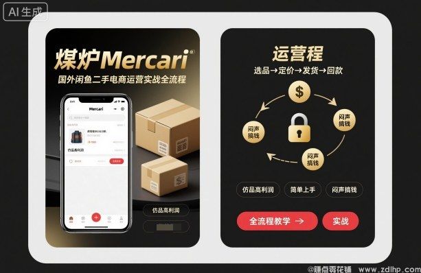 (图1) 闲鱼引流-Mercari美国煤炉平台操作界面实拍图:简洁后台+高转化商品列表页