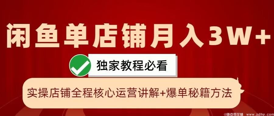 闲鱼引流-闲鱼单店铺月入3W+实操展示，爆单核心秘籍，一学就会【揭秘】