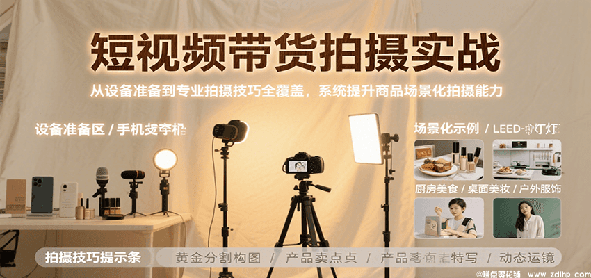 闲鱼引流-短视频拍摄实战课程封面展示专业灯光与拍摄设备