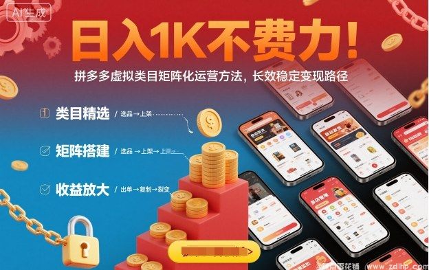 闲鱼引流-日入1K不费力！拼多多虚拟类目矩阵化运营方法，长效稳定变现路径