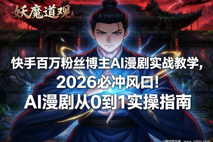 闲鱼引流-快手百万粉丝博主AI漫剧实战教学，2026必冲风口！AI漫剧从0到1实操指南