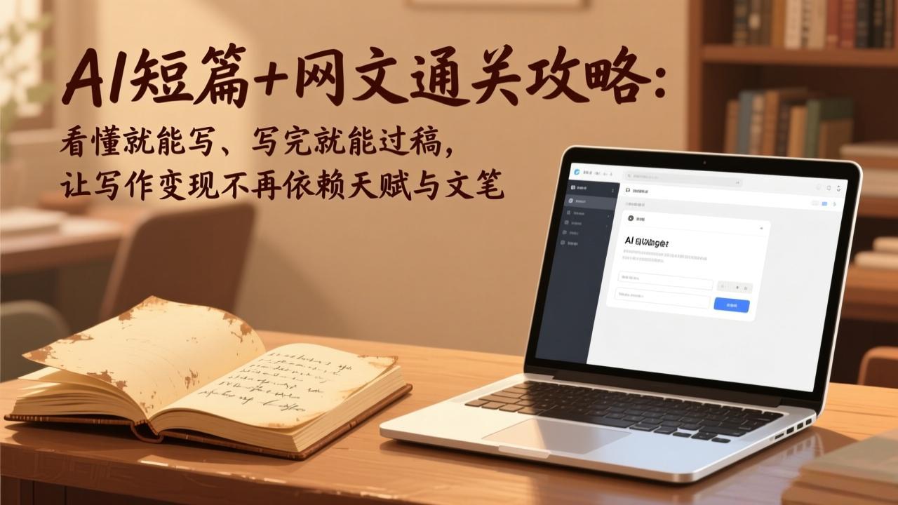 闲鱼引流-AI写作变现课程封面图：零基础学员用智能工具7天产出合格短篇稿件
