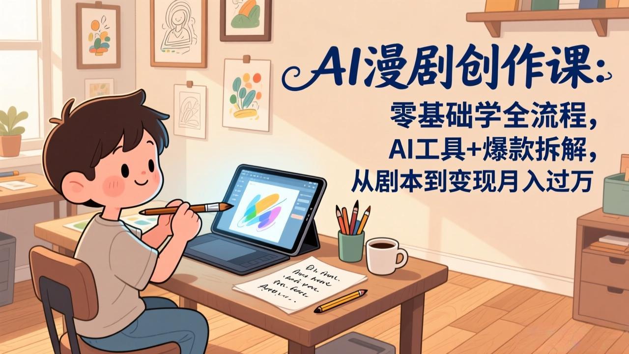 闲鱼引流-AI漫剧创作系统课封面图：零基础学员手把手学习动态分镜与智能生成技术