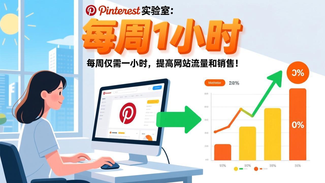 闲鱼引流-Pinterest营销课程封面图：四步系统化获客流程可视化示意图