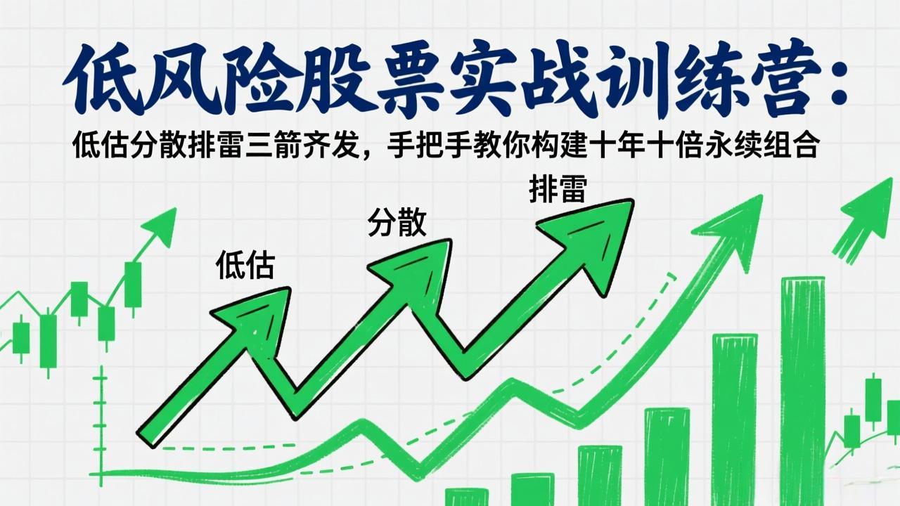 (图1) 闲鱼引流-低估值股票投资课程封面图:展现稳健财富增长路径与十年十倍收益目标