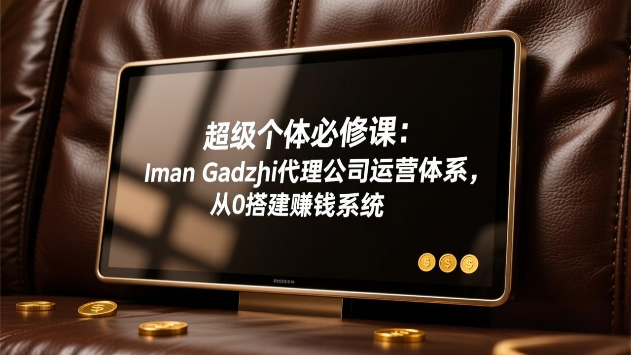 闲鱼引流-Iman Gadzhi亲授轻资产代理创业课程封面图，展示高利润服务系统与超级个体成长路径