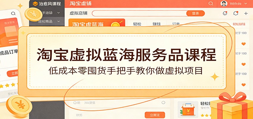 (图1) 闲鱼引流-淘宝虚拟服务品蓝海项目教学封面图,展示轻资产创业路径与高利润服务类目