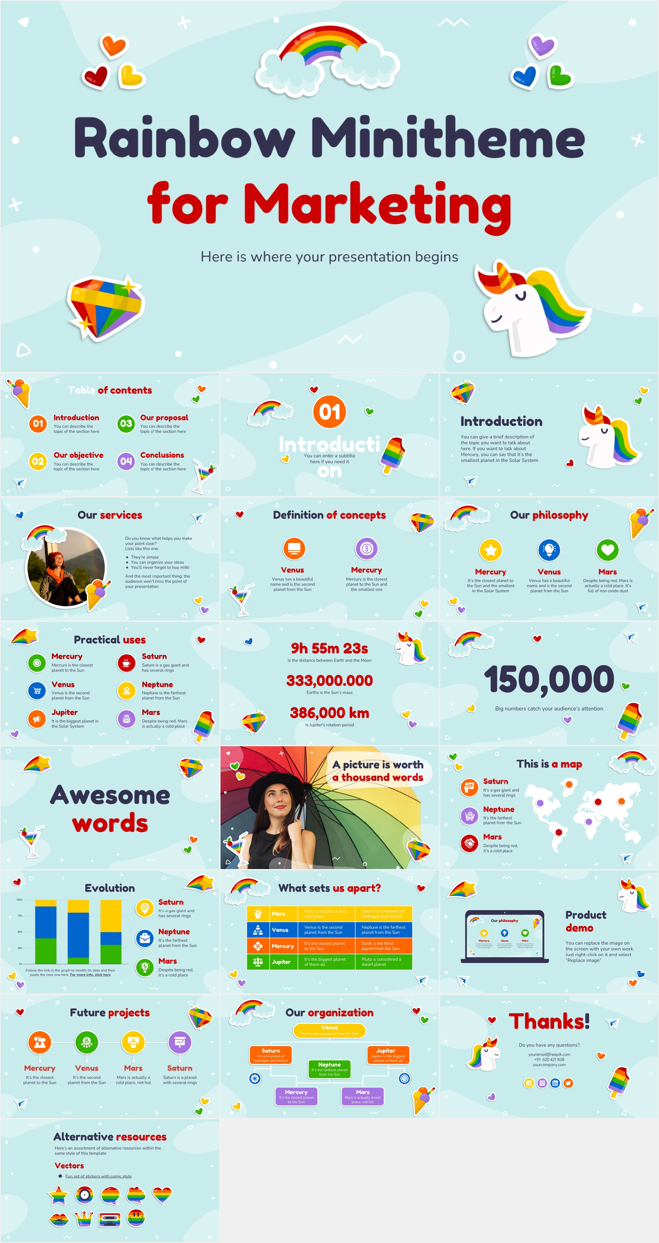 卡通贴图PPT模板4