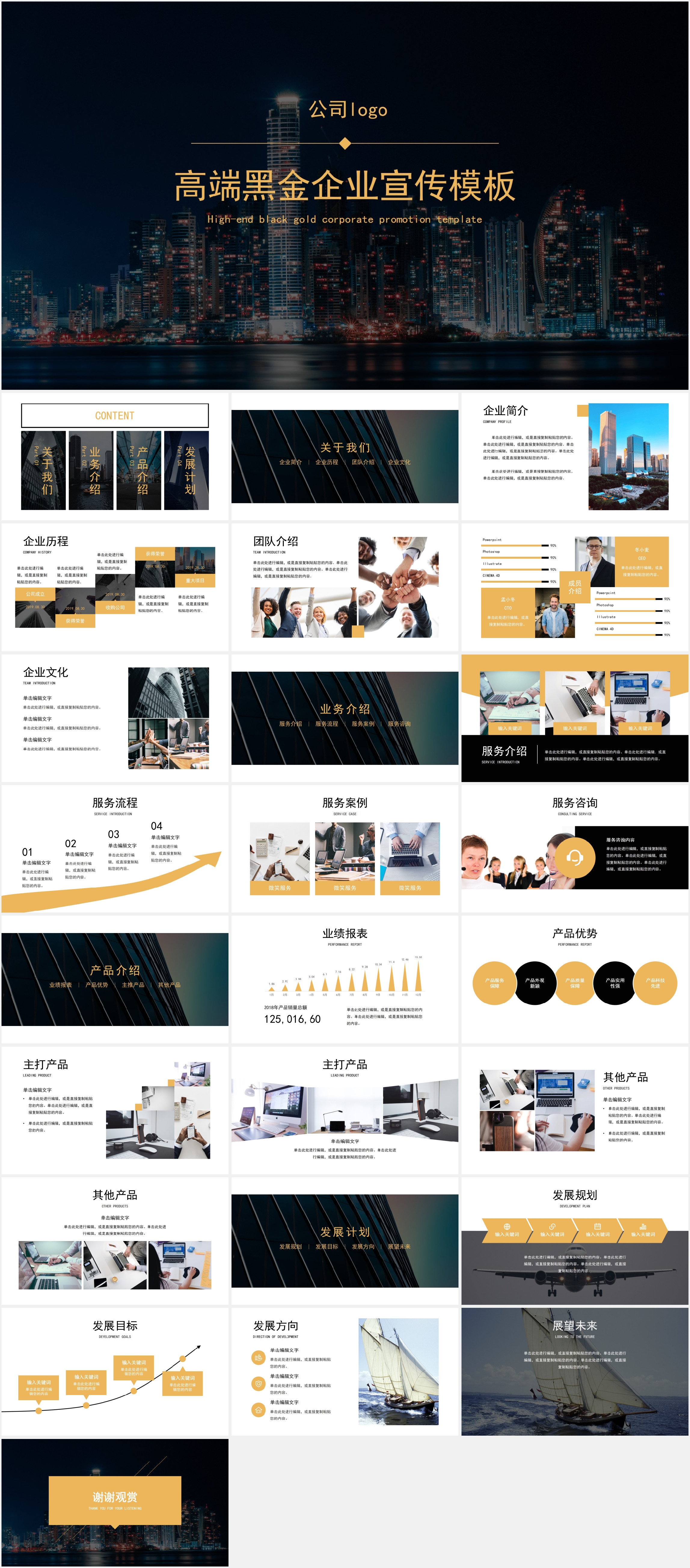 高端黑金企业宣传PPT模板37
