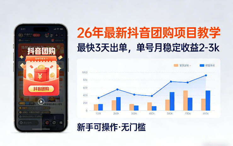 闲鱼引流-2026抖音团购达人项目实操界面截图含账号后台与团购订单数据看板