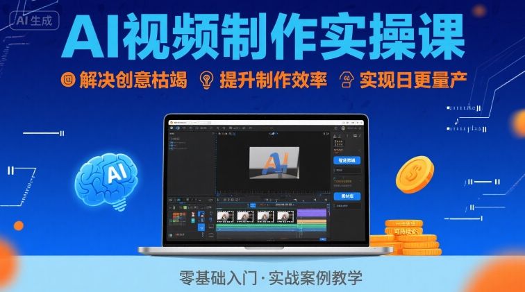 闲鱼引流-AI视频制作实战课主视觉图：展示豆包即梦DeepSeek三工具界面与剪映特效面板融合教学场景